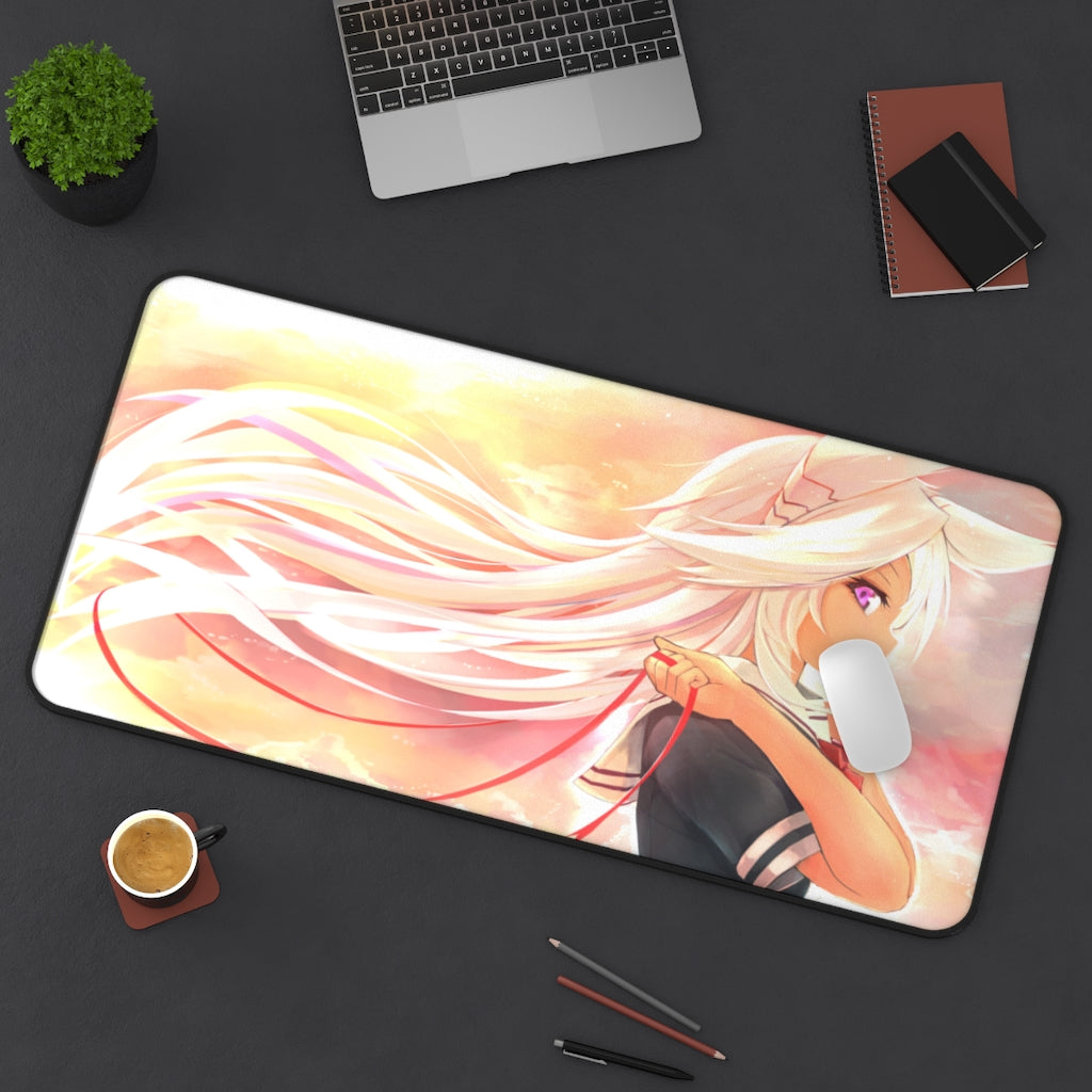 Kawai Anime Girls Mouse Pads - Cute White Hair Girl - The Mouse Pads Ninja 31" × 15.5" Home Decor