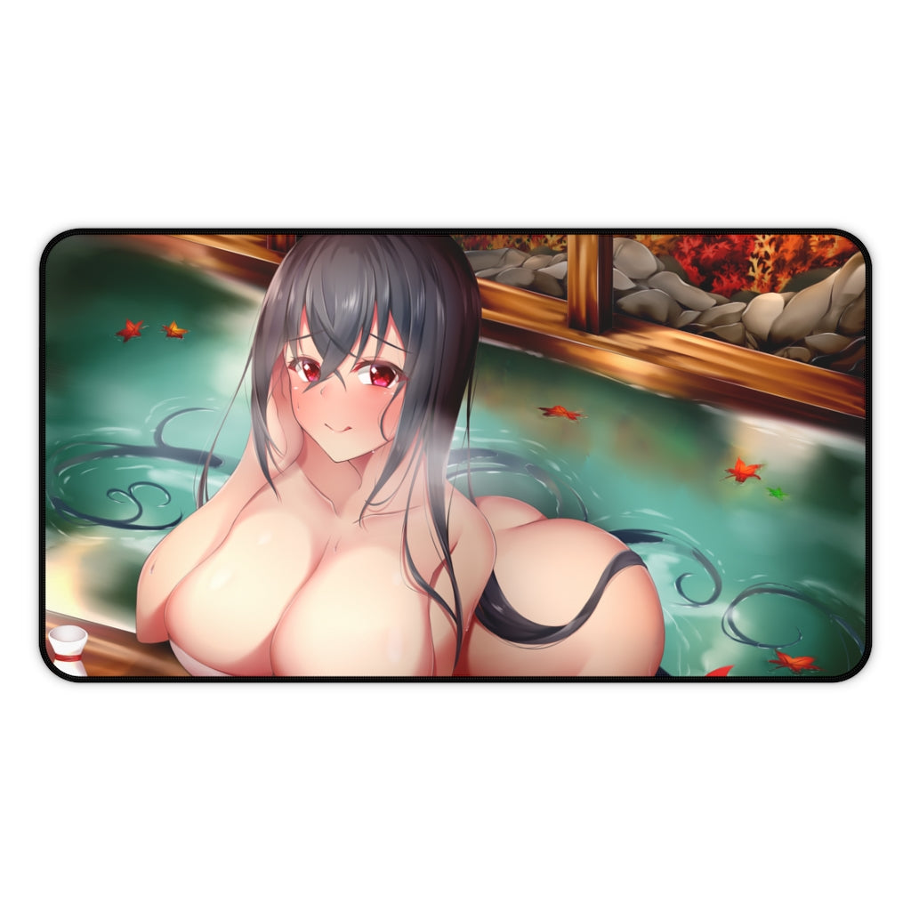 Large Anime Ecchi Desk Mat | Onsen Waifu | Big Gaming Mousepad - Sexy Girl Playmat