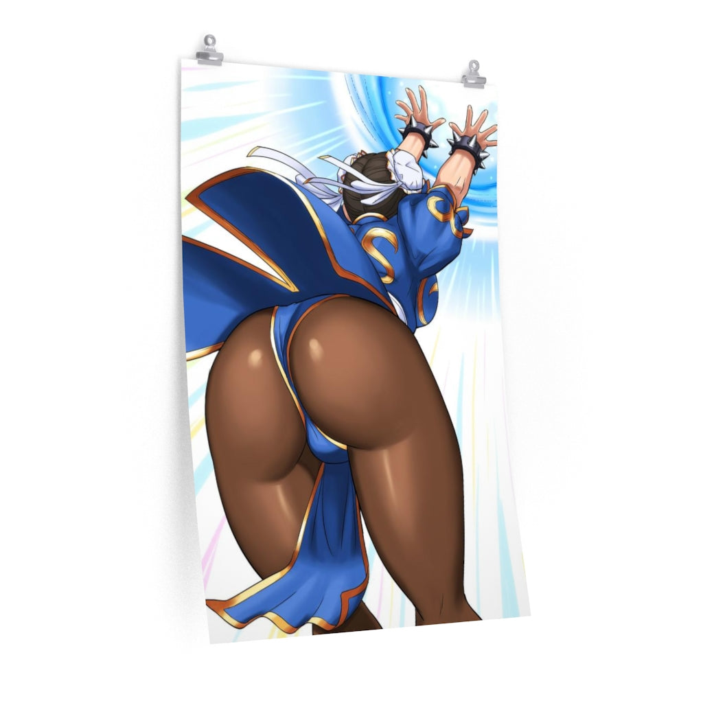 Chun Li Sexy Kikoho Butt Street Fighter Ecchi Poster - Lewd Premium Matte Vertical Poster - Adult Wall Art