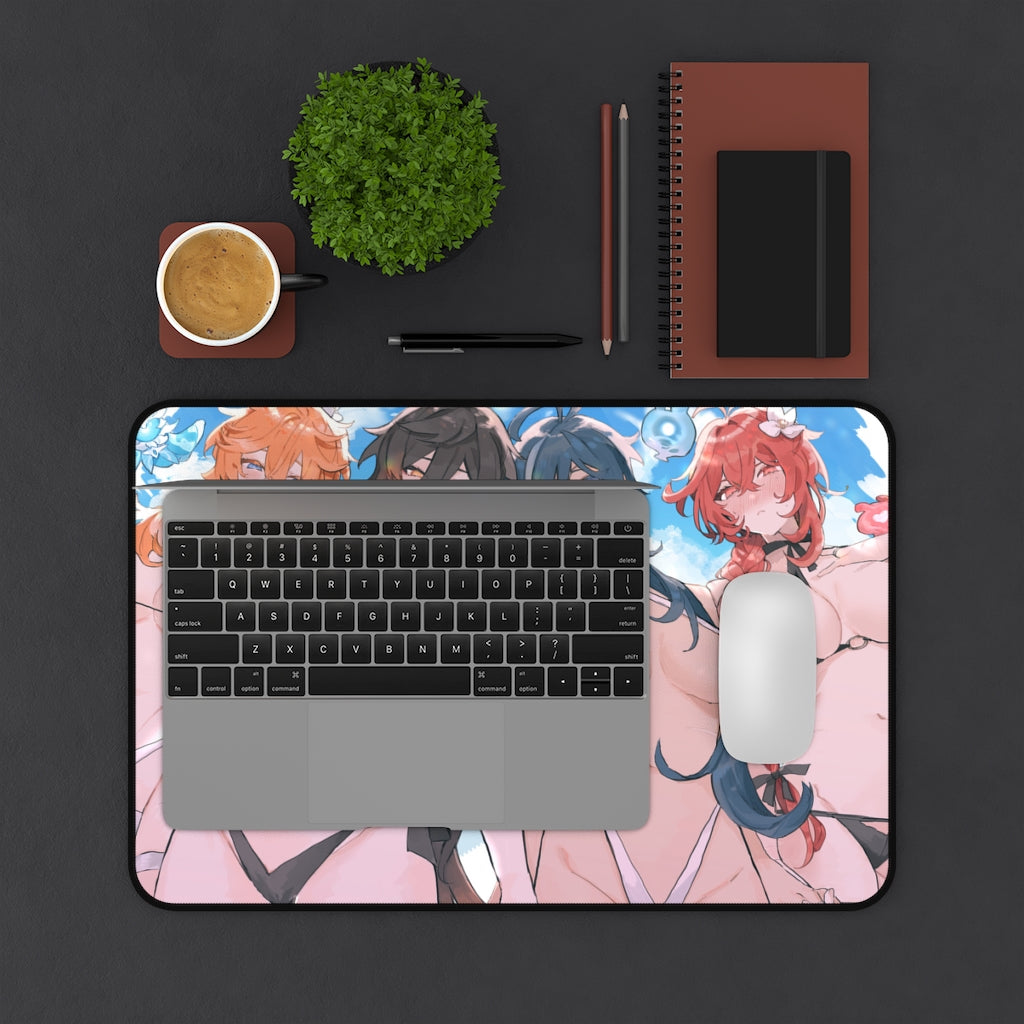 Genshin Impact Ecchi Desk Mat | Male Cast Gender Swap | Large Gaming Mousepad - MTG Playmat