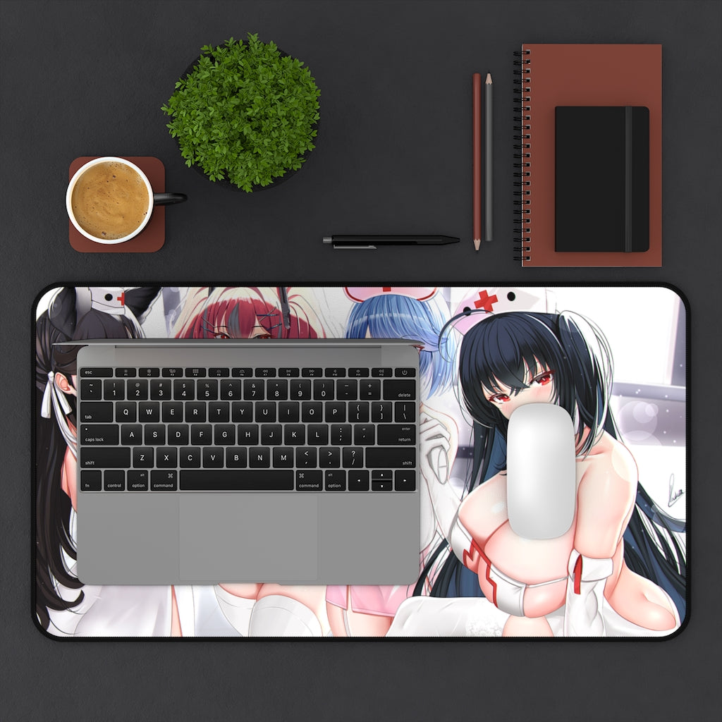 Large Anime Ecchi Desk Mat | Sexy Nurses | Big Gaming Mousepad - MTG Playmat