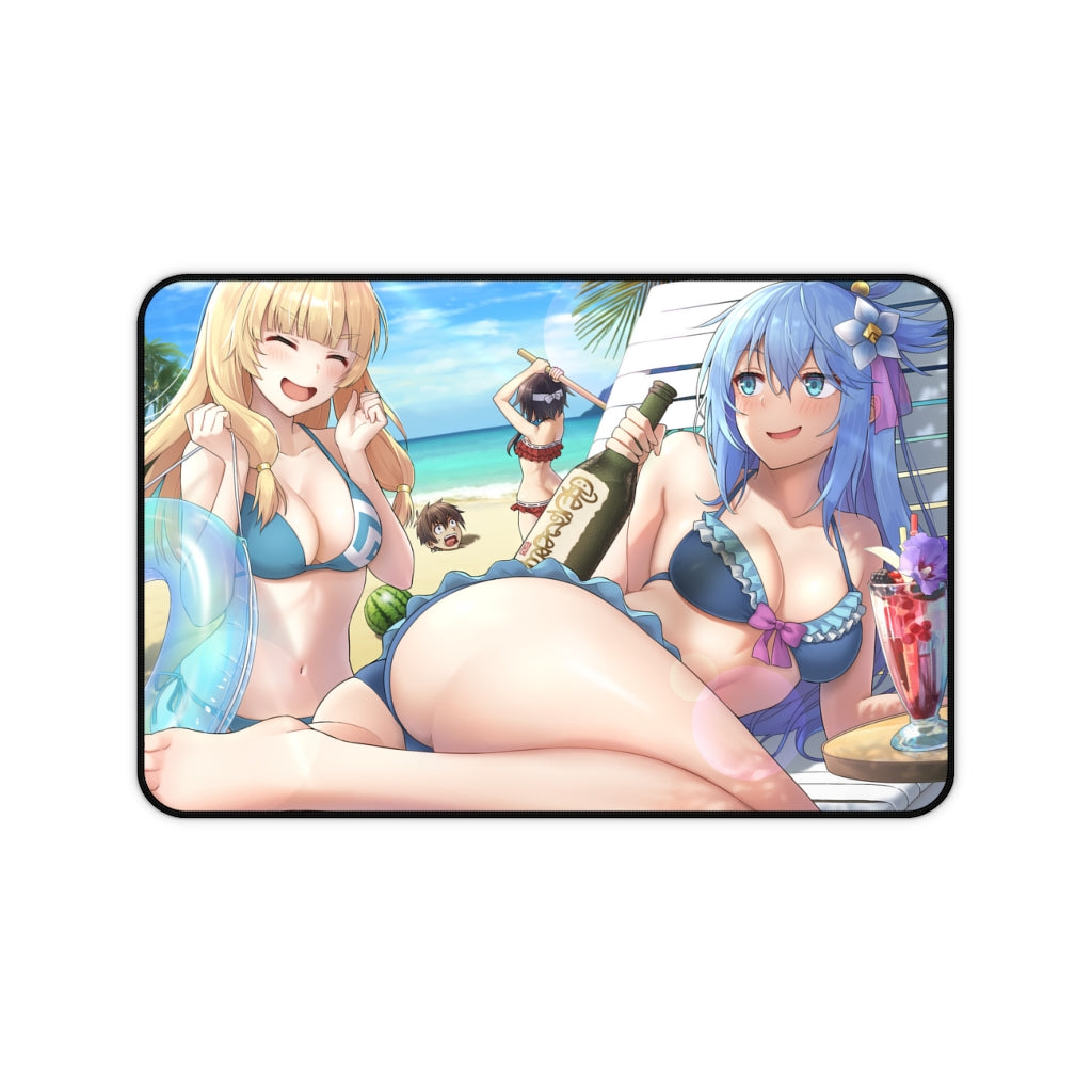 Konosuba Aqua And Friends Sexy Mousepad - Beach Time Desk Mat - Ecchi Playmat