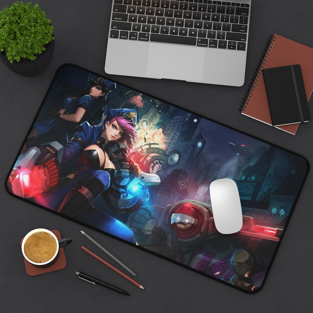 Arcane Vi and Caitlyn Police Mousepad - League of Legends Large Desk Mat