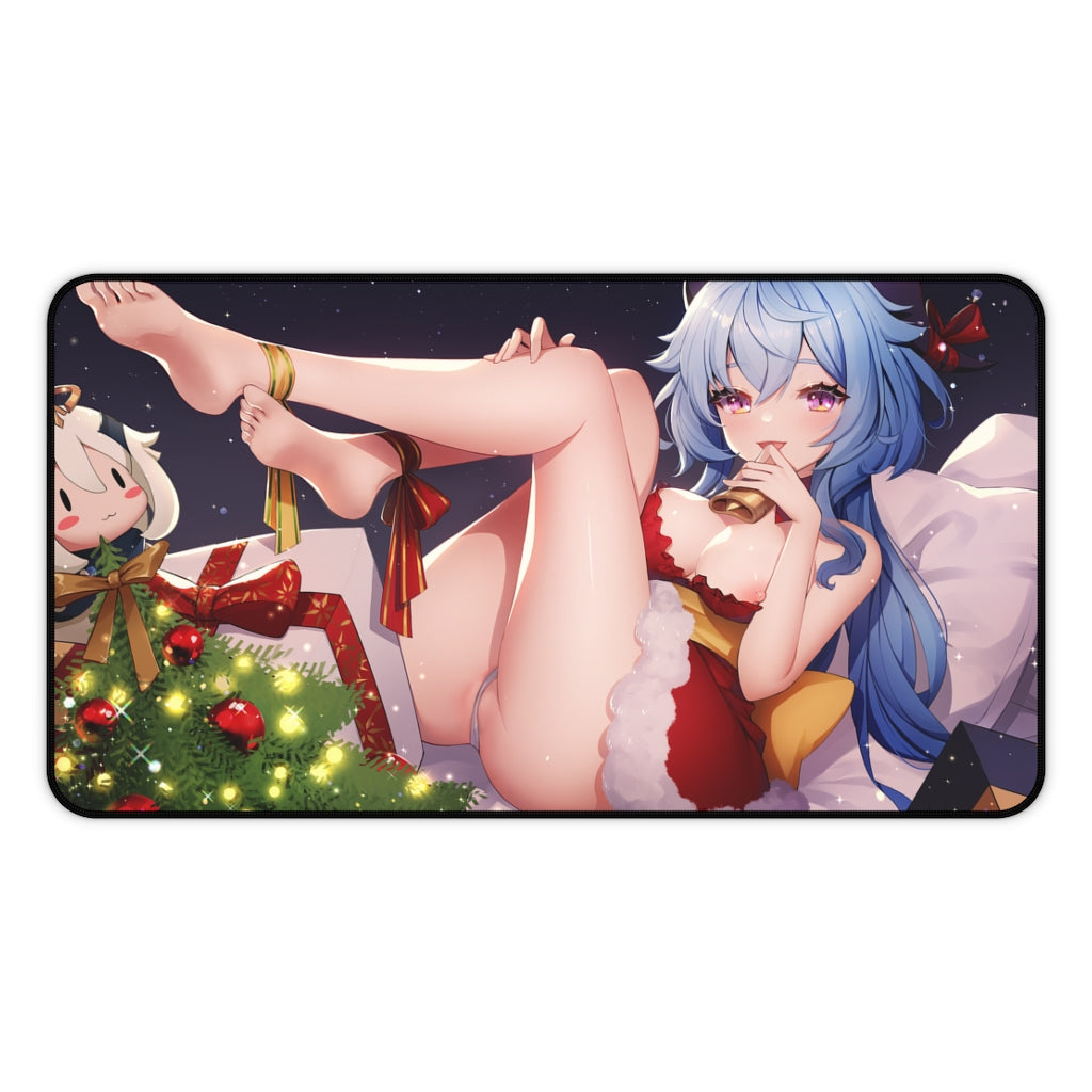 Genshin Impact Ecchi Mousepad - Christmas Lingerie Ganyu Landy Santa - Large Desk Mat - Sexy Playmat