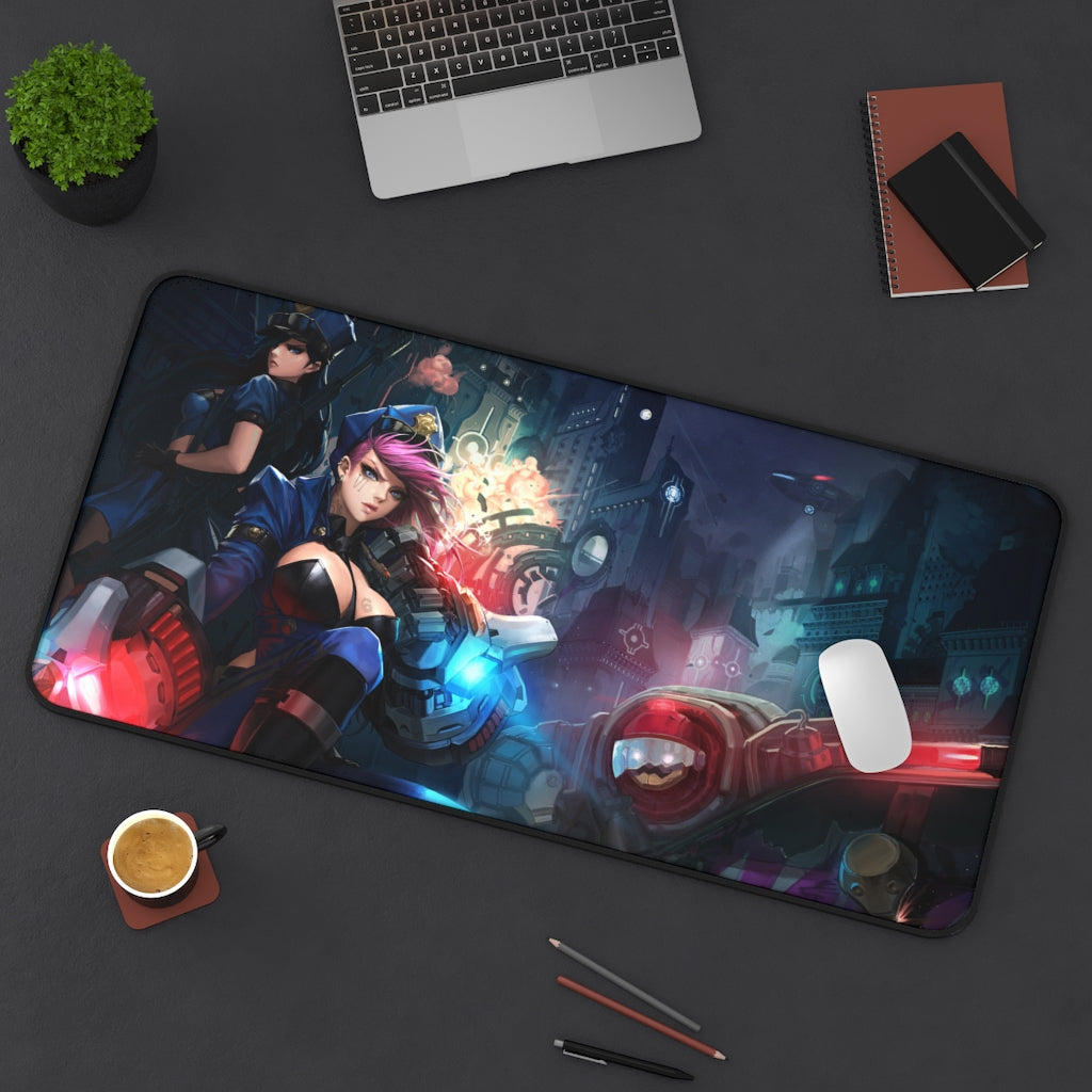 Arcane Vi and Caitlyn Police Mousepad - League of Legends Large Desk Mat