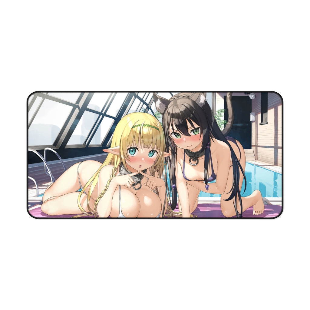 How Not to Summon a Demon Lord Sexy Bikini Shera L. Greenwood and Rem Galleu Desk Mat - Non Slip Mousepad