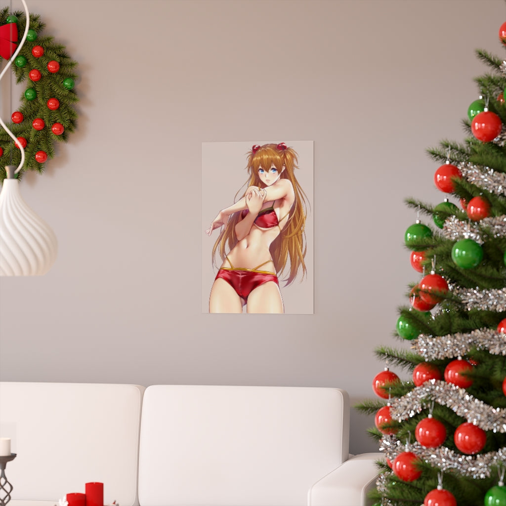 Sexy Asuka Bikini Evangelion Poster - Lewd Premium Matte Vertical Poster - Adult Wall Art