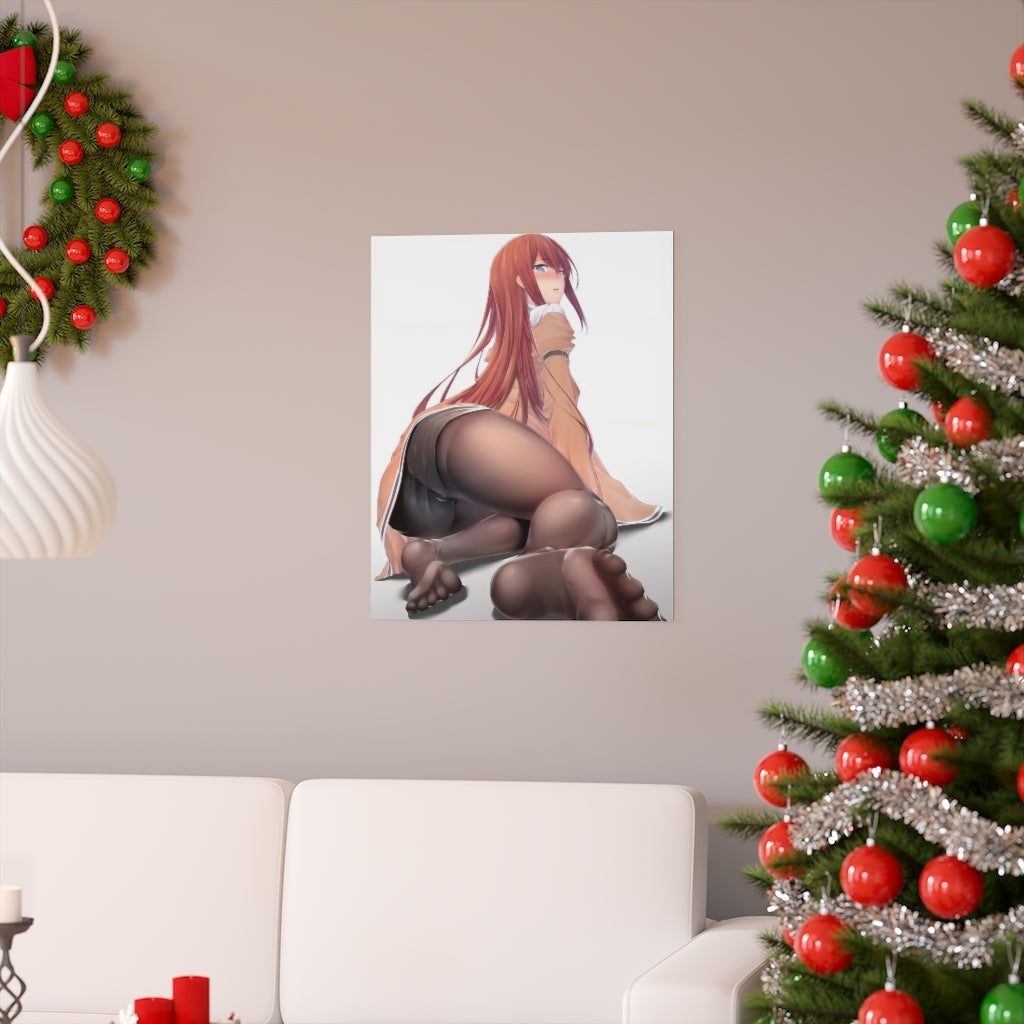 Makise Kurisu Steins Gate Ecchi Sexy Feet Poster - Lewd Premium Matte Vertical Poster - Adult Wall Art