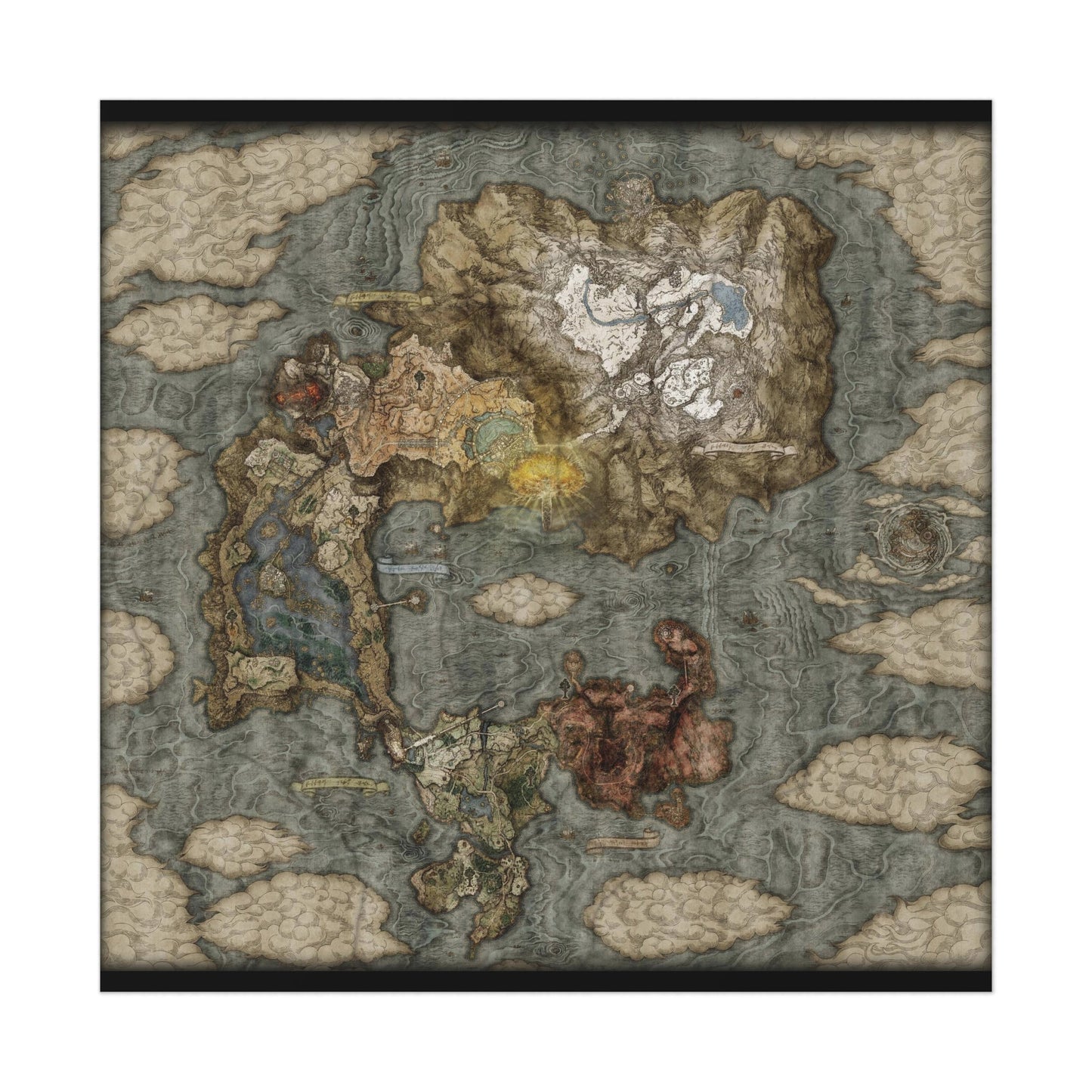 Elden Ring Map Poster - Elden Ring Wall Art - Elden Ring Gift - Uncoated Poster