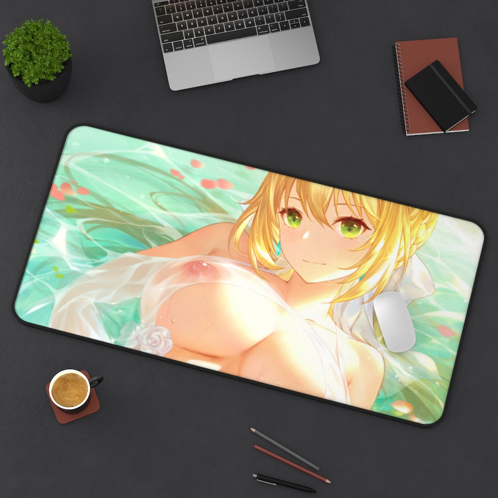 Fate Grand Order Ecchi Mousepad - Nude Tits Saber Large Desk Mat - Fate Stay Night Mouse Pad - Sexy Anime Girl Playmat