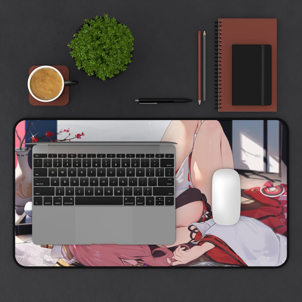 Genshin Impact Sexy Mousepad - Yae Miko Gaming Desk Mat - Ecchi Playmat