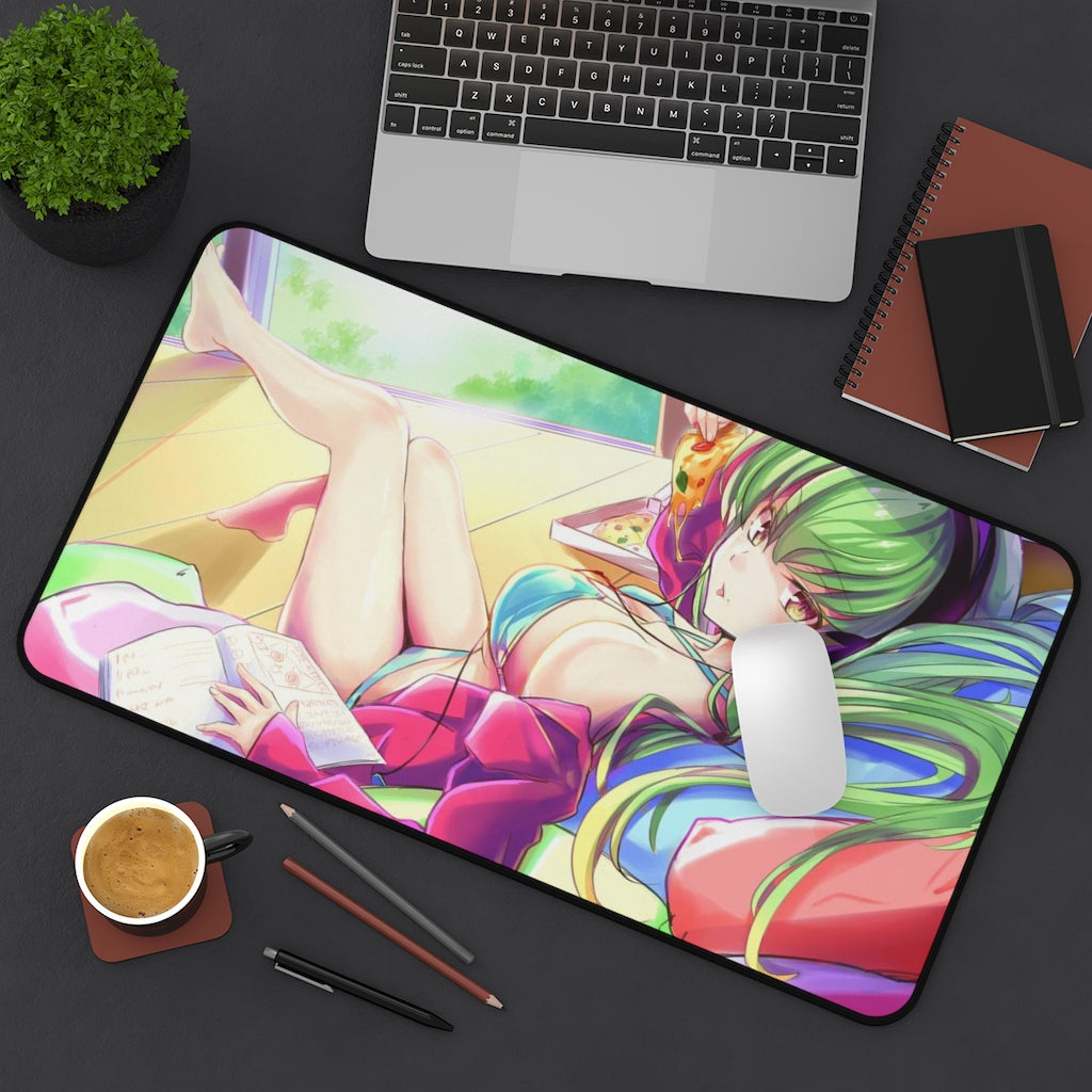 Code Geass Anime Mousepad - C.C. Sexy Pizza - Large Desk Mat - Ecchi Mouse Pad - MTG Playmat