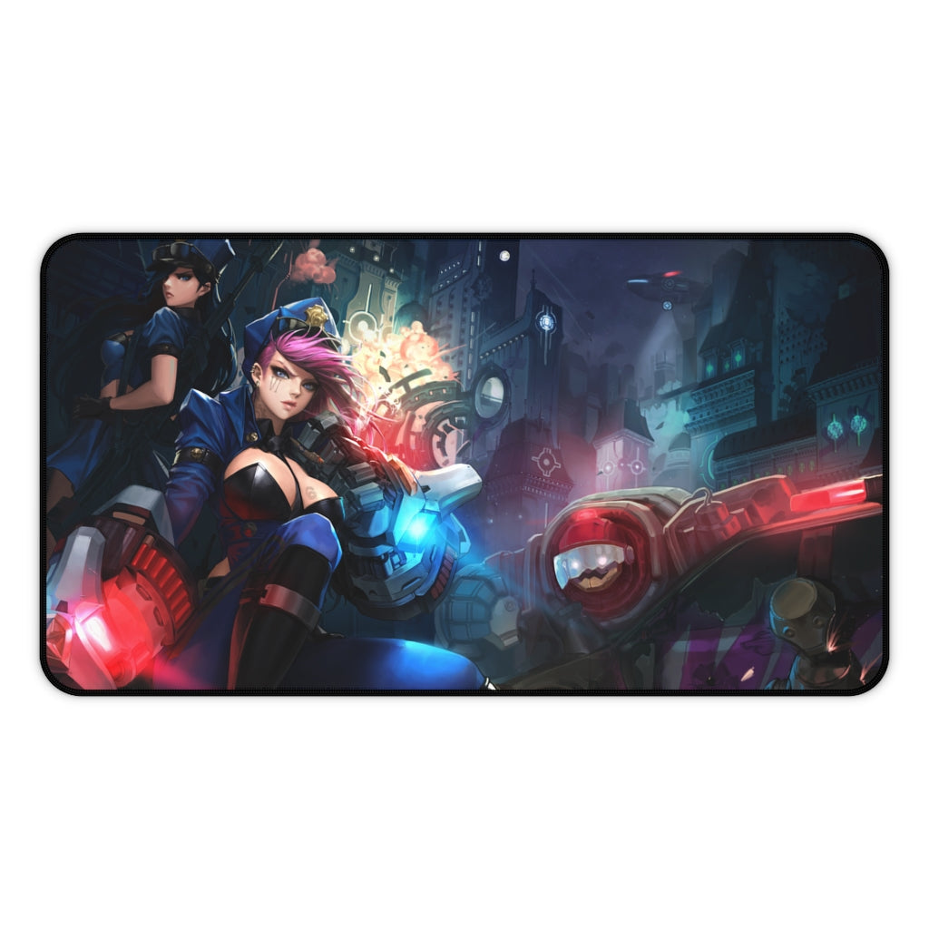 Arcane Vi and Caitlyn Police Mousepad - League of Legends Large Desk Mat