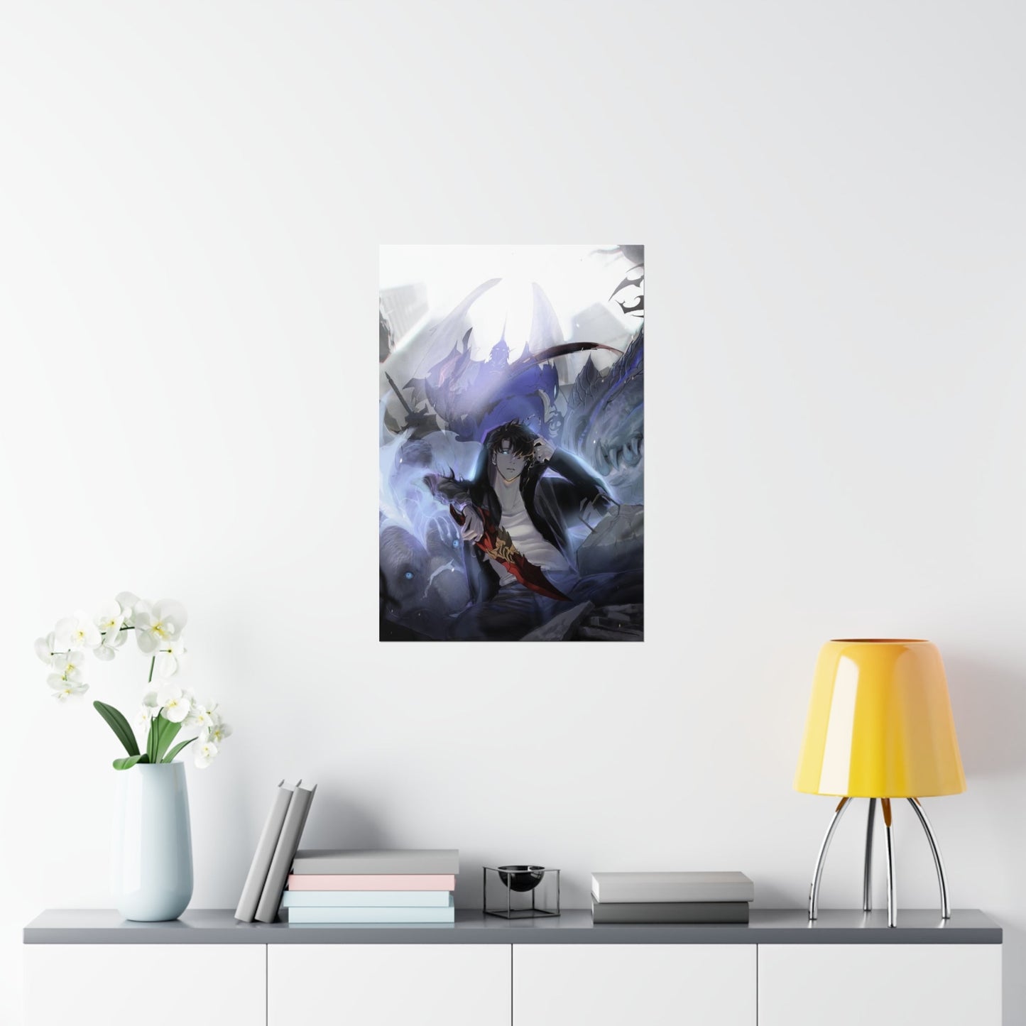 Solo Leveling Poster - Premium Matte Vertical Poster - Solo Leveling Anime Tank Kaisel Billion and Sung Jin-woo Wall Art Decor