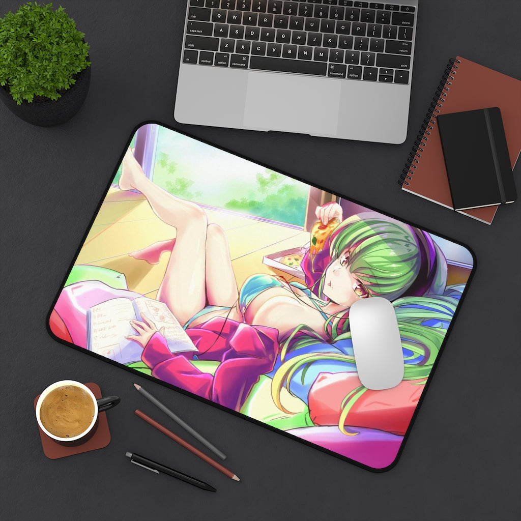 Code Geass Anime Mousepad - C.C. Sexy Pizza - Large Desk Mat - Ecchi Mouse Pad - MTG Playmat