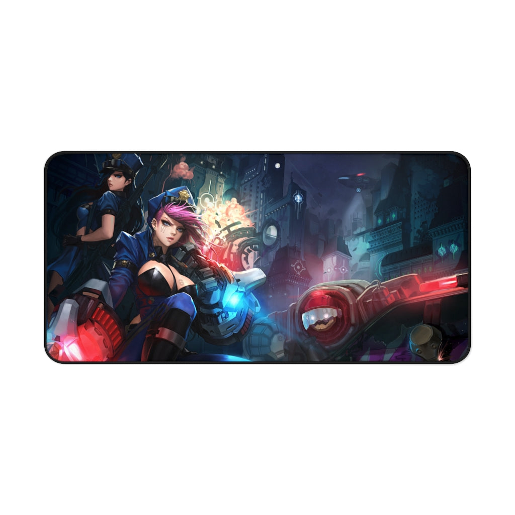 Arcane Vi and Caitlyn Police Mousepad - League of Legends Large Desk Mat