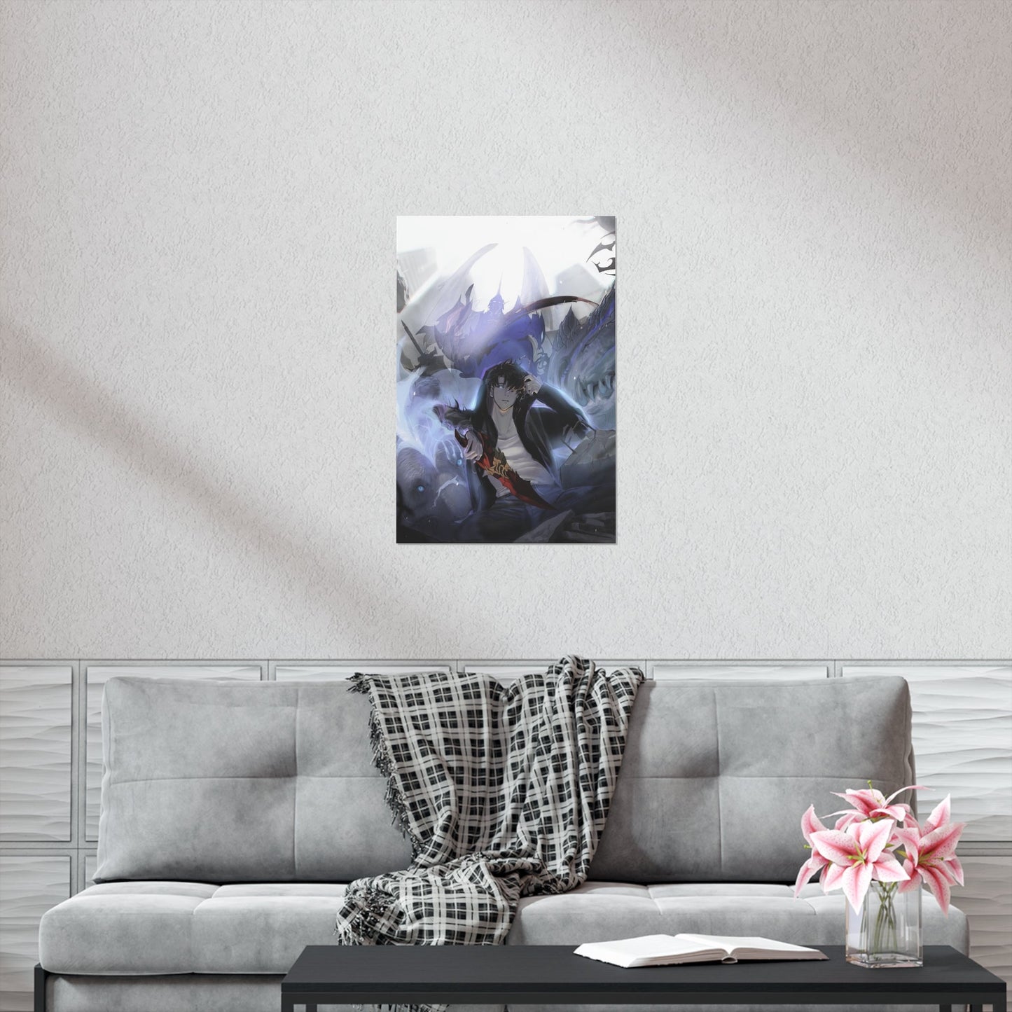 Solo Leveling Poster - Premium Matte Vertical Poster - Solo Leveling Anime Tank Kaisel Billion and Sung Jin-woo Wall Art Decor