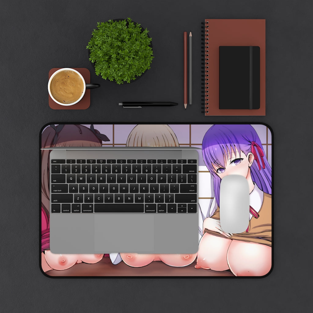 Nude Boobs Tohsaka Rin Artoria Pendragon and Sakura Matou Fate Grand Order Desk Mat - Non Slip Mousepad