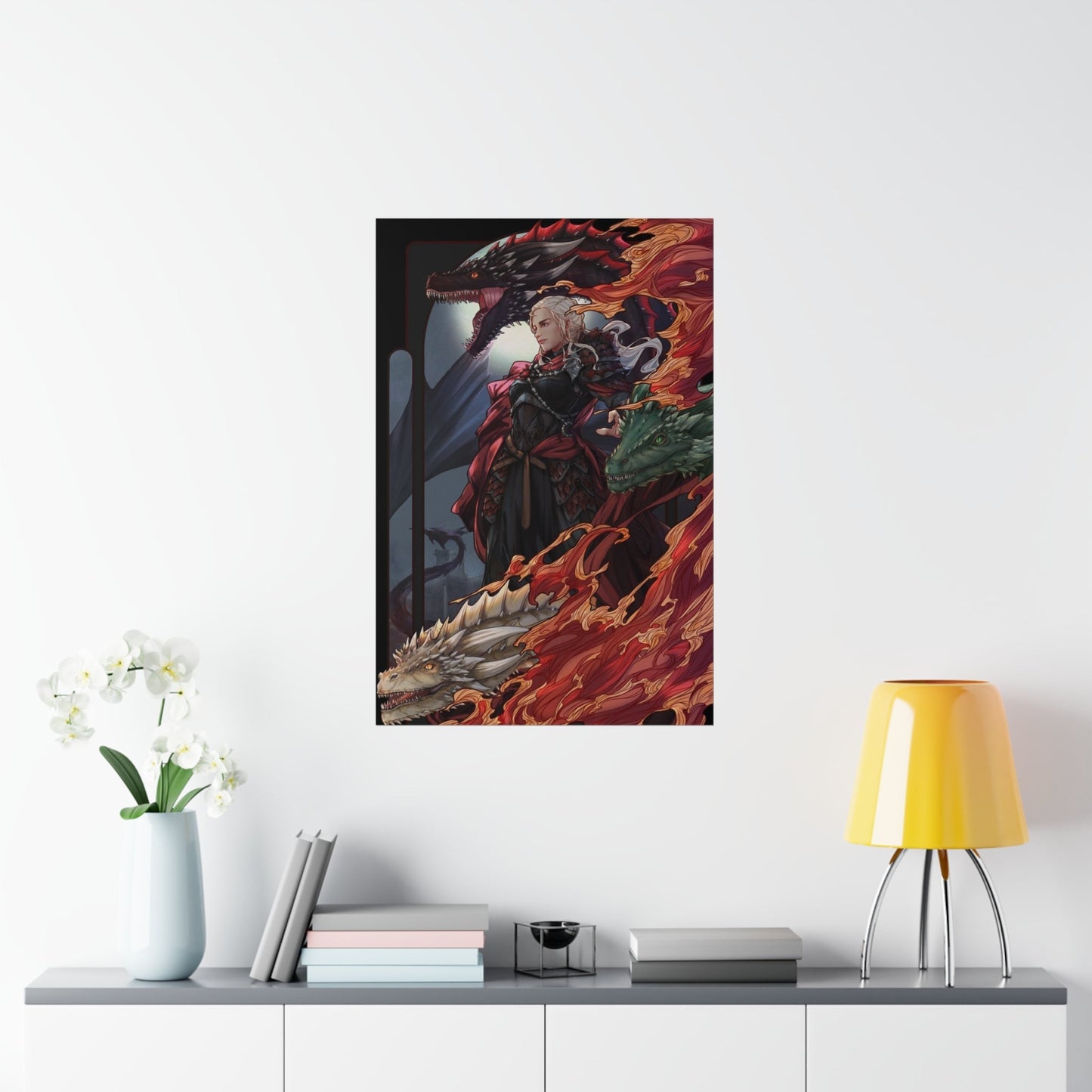 Daenerys and Dragons Poster - Game of Thrones Wall Art - A Song of Ice and Fire Premium Matte Vertical Poster