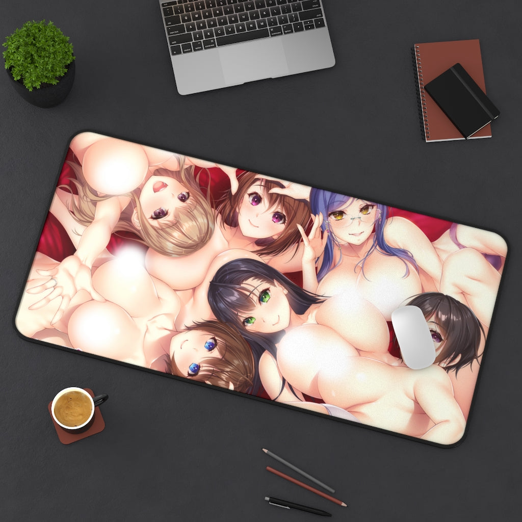 Nude Boobs Waifus Anime Mother & Wife Desk Mat - Lewd Mousepad - Sexy Anime Girls Playmat