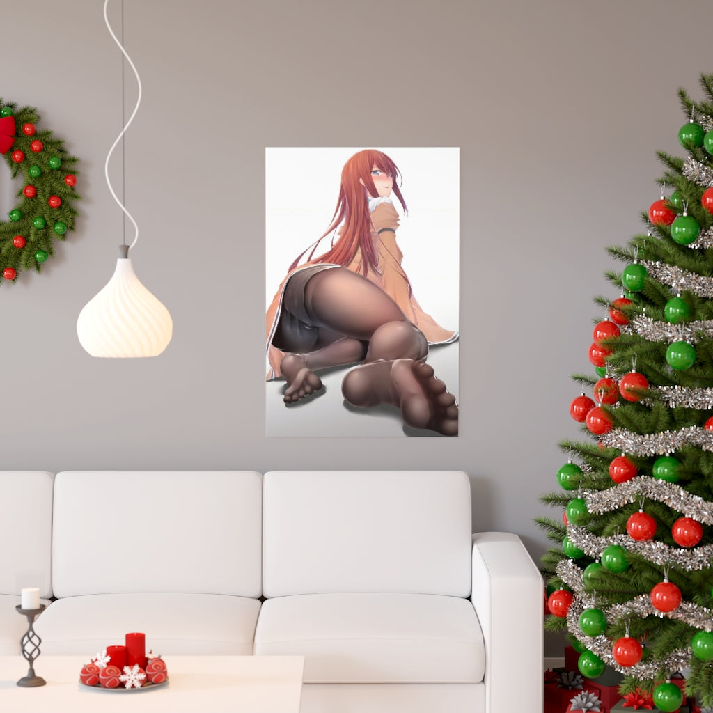 Makise Kurisu Steins Gate Ecchi Sexy Feet Poster - Lewd Premium Matte Vertical Poster - Adult Wall Art