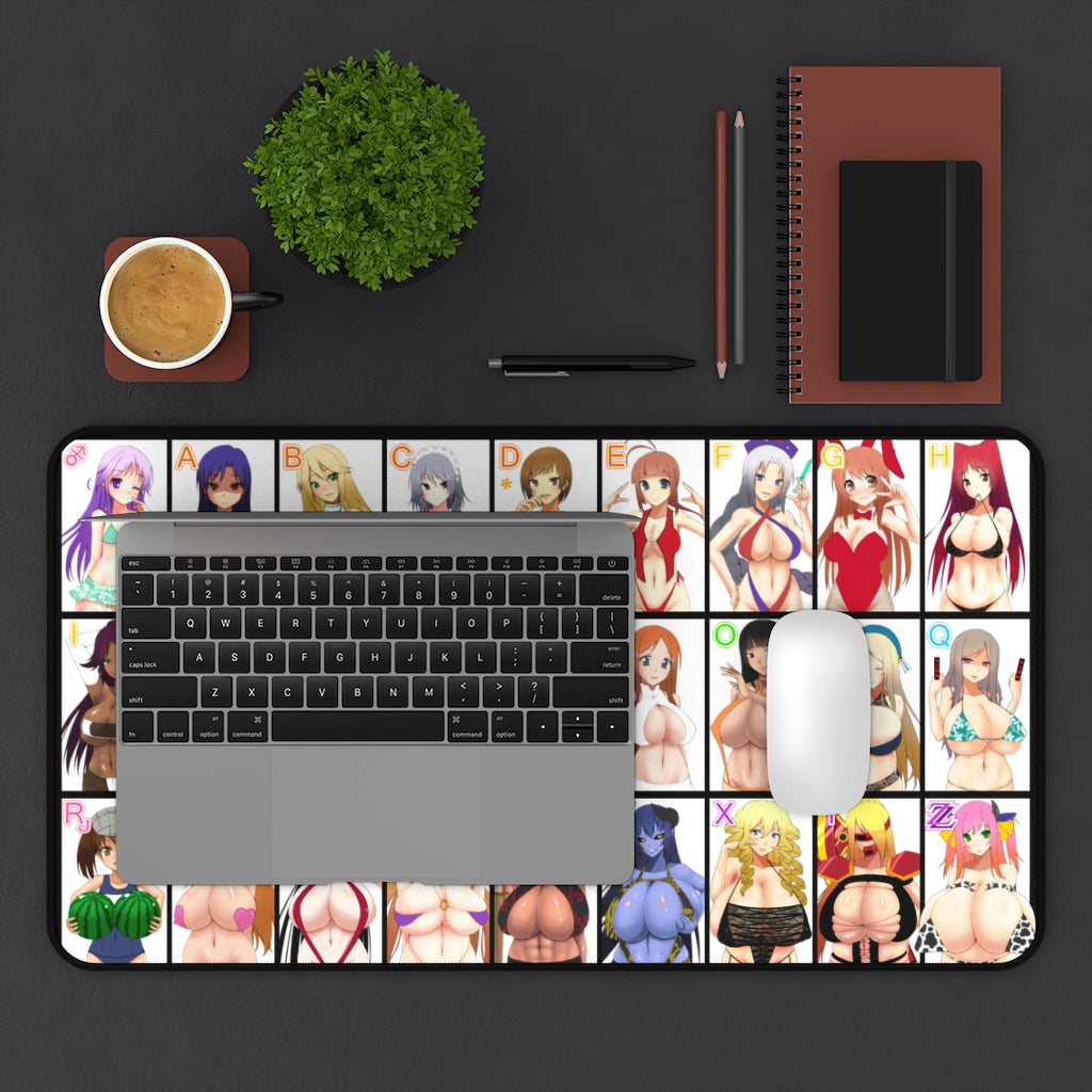 Ultimate Anime and Gaming Waifus Boobs Size Bust Chart Mousepad - Non Slip Desk Mat