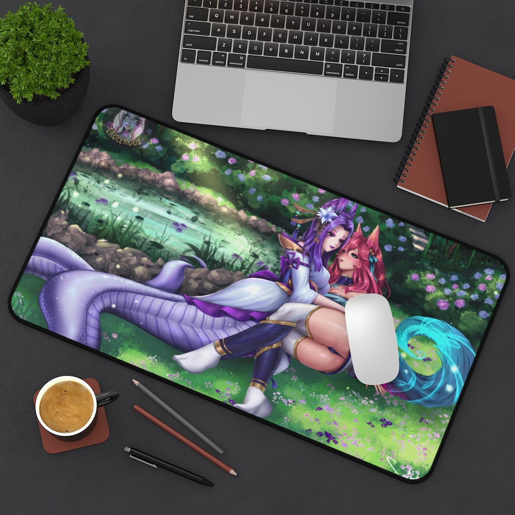 League Of Legends Cassiopeia And Ahri Sexy Mousepad - Large XXL Gaming Desk Mat - Lol Desk Pad