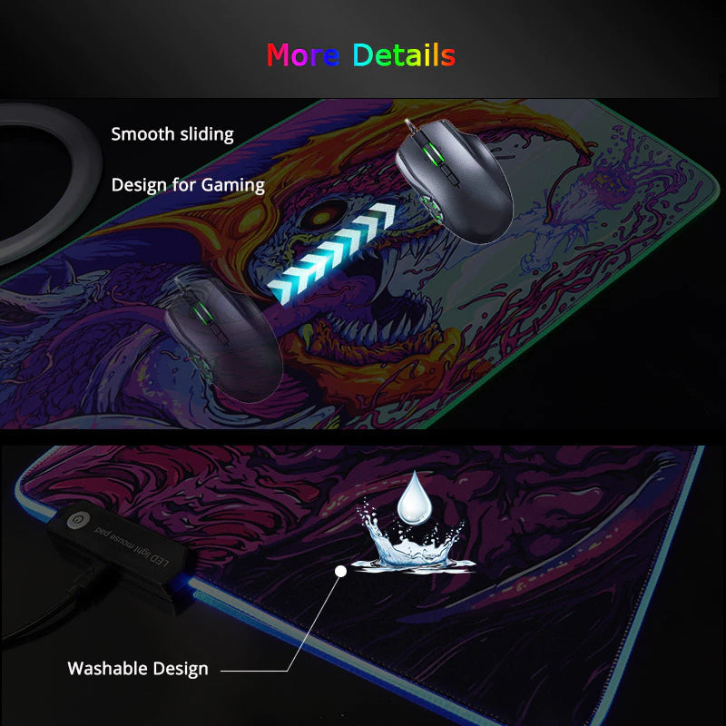 Light-emitting RGB XL Mouse Pad ( 80 X 30 CM ) 4mm Thick Gaming Mouse Pad - The Mouse Pads Ninja Mouse Pads