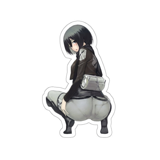 Mikasa Thicc Butt Squat Waterproof Sticker - Attack on Titan Ecchi Vinyl Anime Car Decal