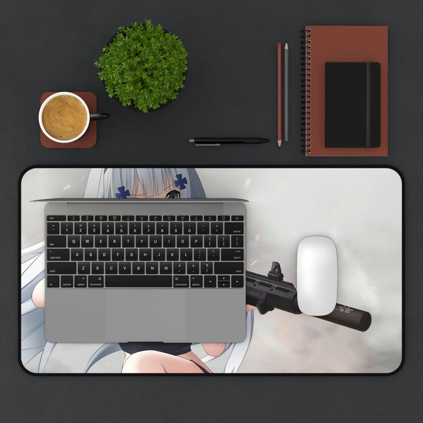 Girls Frontline Gaming Mousepad - Waifu Character Hk416 Gun Large Desk Mat