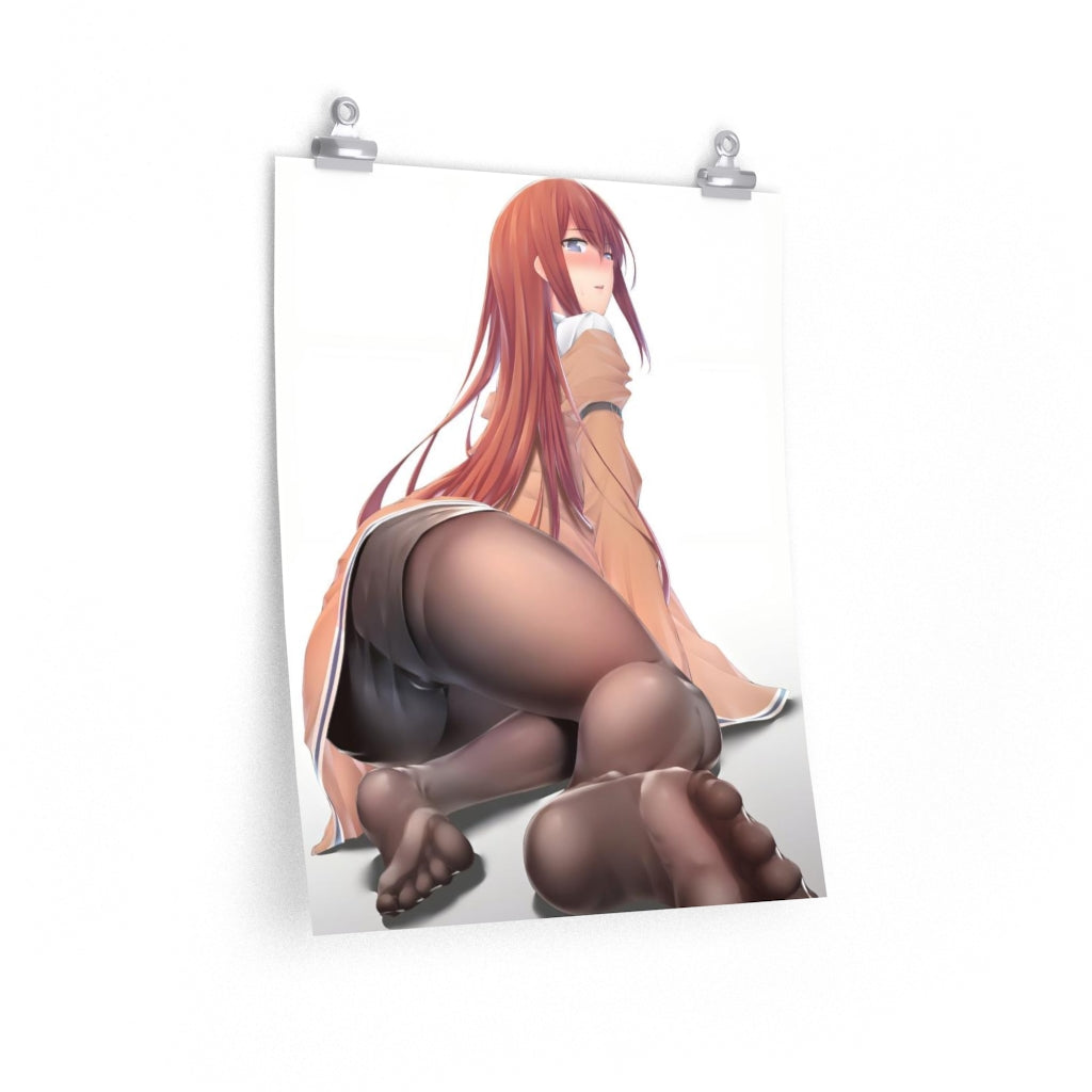 Makise Kurisu Steins Gate Ecchi Sexy Feet Poster - Lewd Premium Matte Vertical Poster - Adult Wall Art