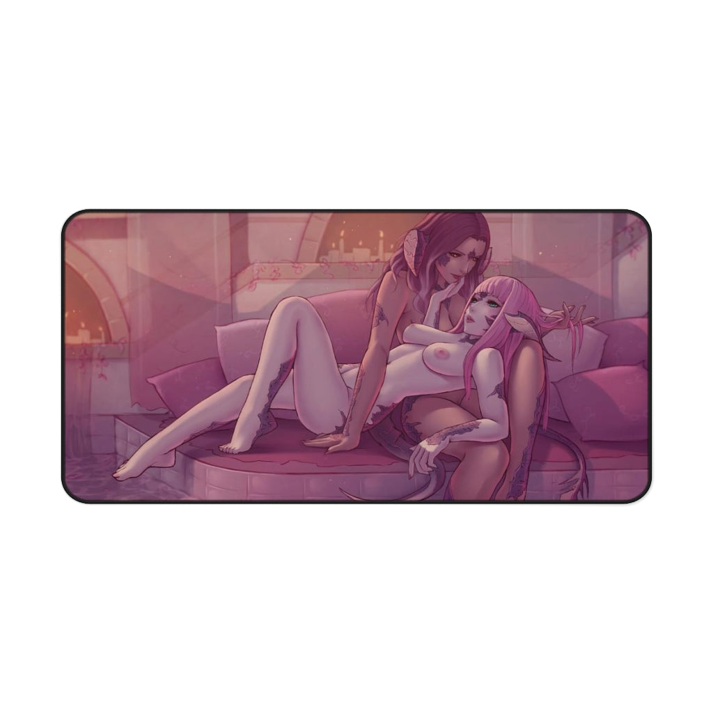 Sexy Nude Avatar Couple Final Fantasy 14 Desk Mat - Non Slip Mousepad