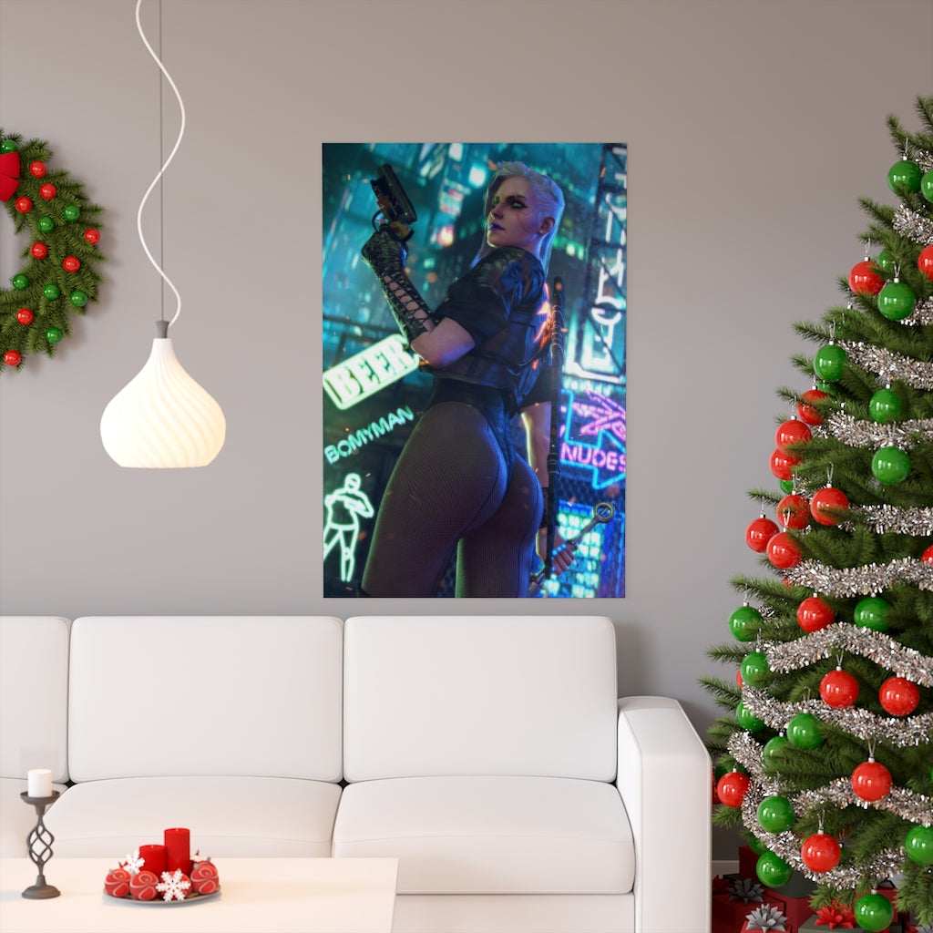 Ciri The Witcher Sexy Butt Cyberpunk 2077 Poster - Lewd Premium Matte Vertical Poster - Adult Wall Art