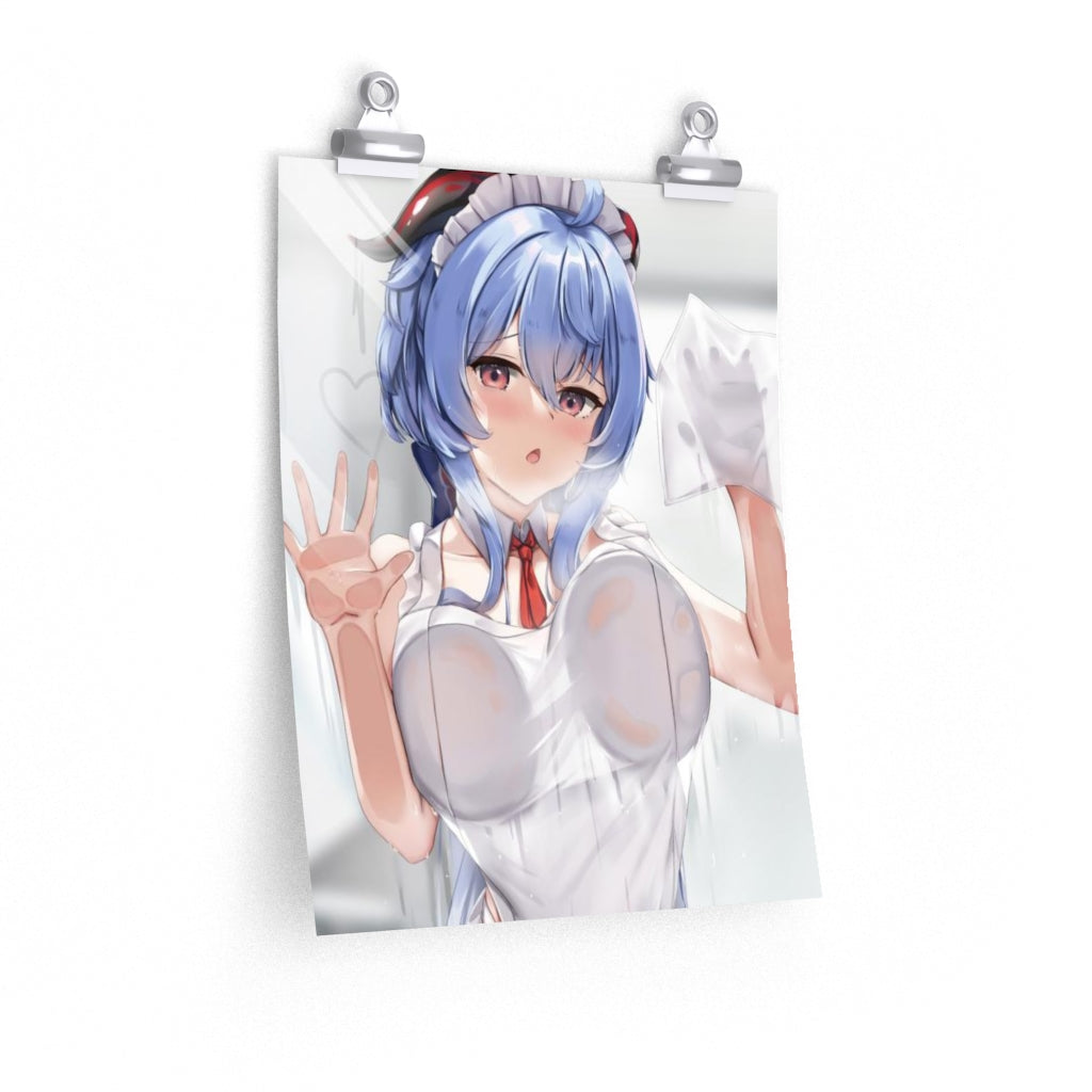 Sexy Maid Ganyu Genshin Impact Boobs Press Poster - Lewd Premium Matte Vertical Poster - Adult Wall Art