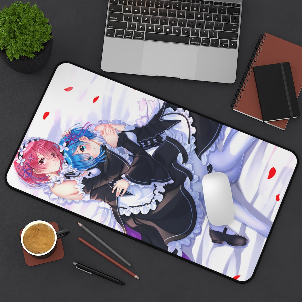 Re Zero Sexy Mousepad - Rem And Ram Anime Desk Mat - Ecchi Playmat