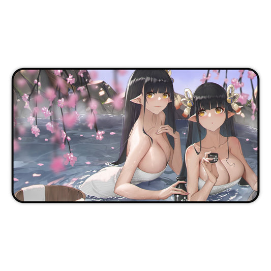 Sexy Onsen Hinoa and Minoto Monster Hunter Rise Desk Mat - Non Slip Mousepad