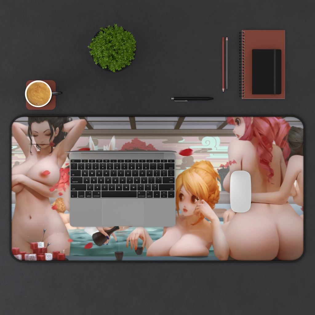 One Piece Nude Waifus Onsen Desk Mat - Lewd Mousepad - Sexy Anime Girls Playmat