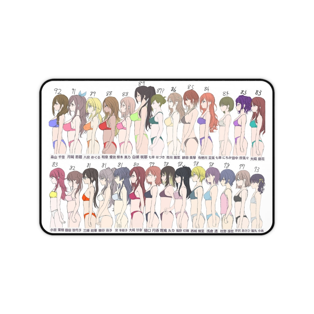 The Idolmaster Boobs Size Bust Chart Mousepad - Non Slip Desk Mat