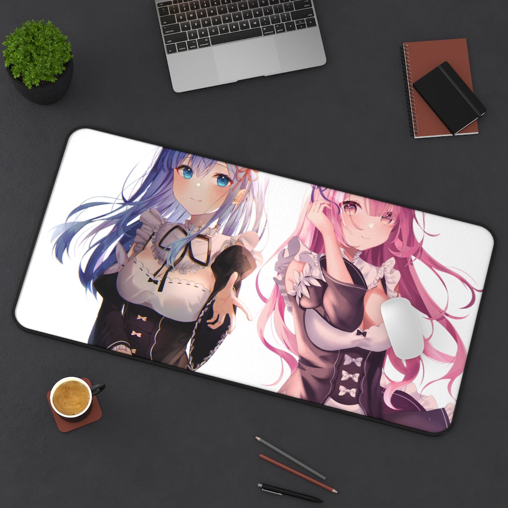 Re Zero Mousepad - Kawaii Rem And Ram Desk Mat - Anime Playmat