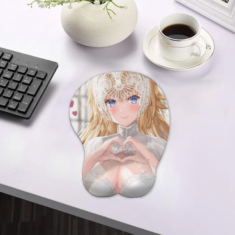 Sexy Girl Oppai Mousepad with Wrist Support Silicone Mouse Pad