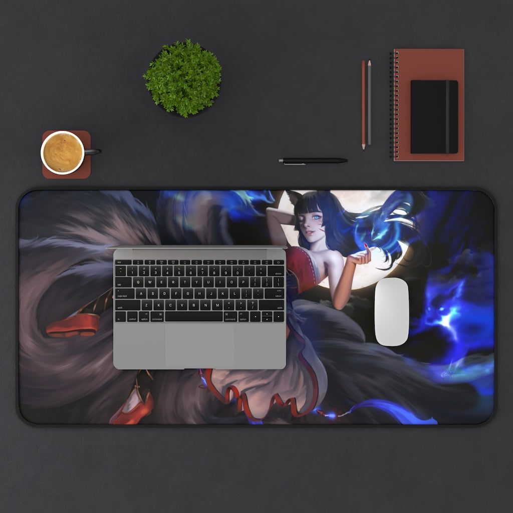 Sexy Nine Tailed Fox Ahri League of Legends Mousepad - Ecchi Desk Mat - LoL Kitsune Playmat