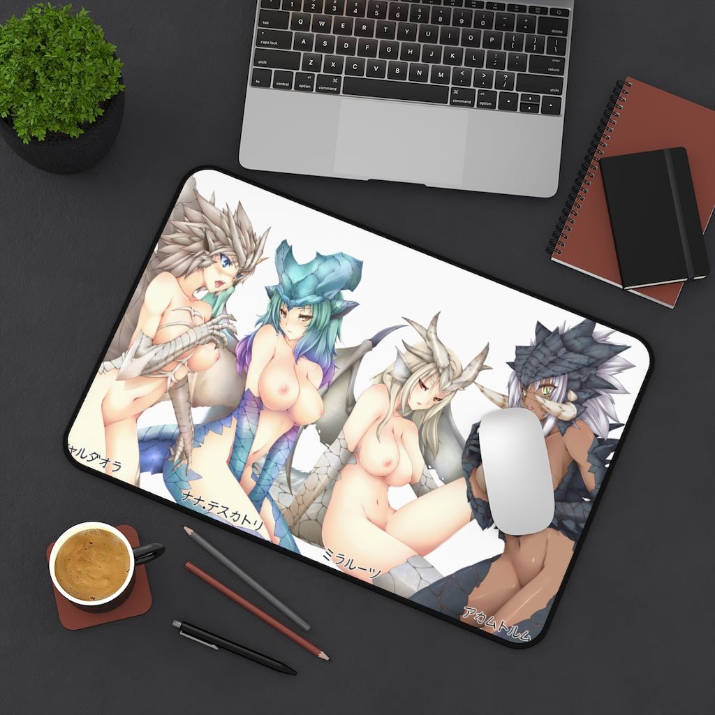 Monster Hunter Naked Monster Girls Desk Mat - Lewd Mousepad - Anime Girl Playmat