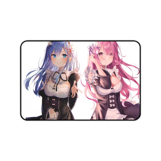 Re Zero Mousepad - Kawaii Rem And Ram Desk Mat - Anime Playmat