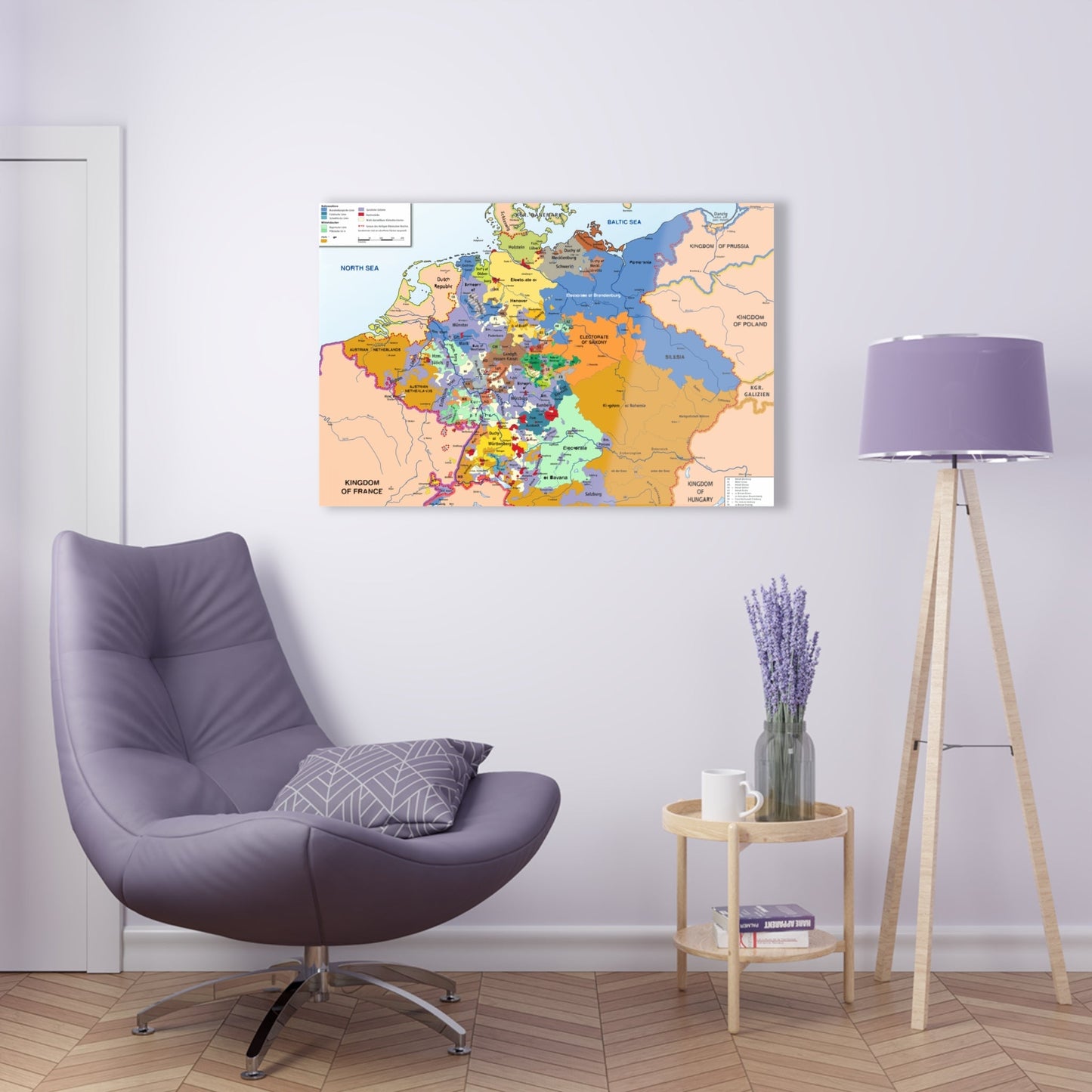 Map of the Holy Empire in 1789 Acrylic Print - Antique Acrylic Wall Art Ornament - Medieval Home Decor - Historical Acrylic Frame