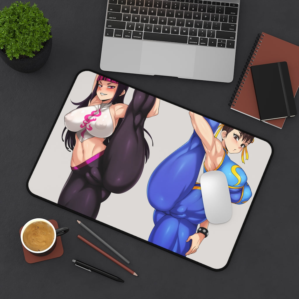 Street Fighter Sexy Mousepad - Juri And Chun Li Large XXL Gaming Desk Mat - Ecchi Playmat