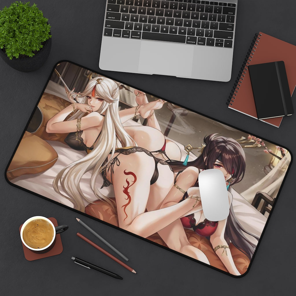 Genshin Impact Ecchi Mousepad - Sexy Butt Beidou And Ningguang Large Desk Mat - Mouse Pad - MTG Playmat