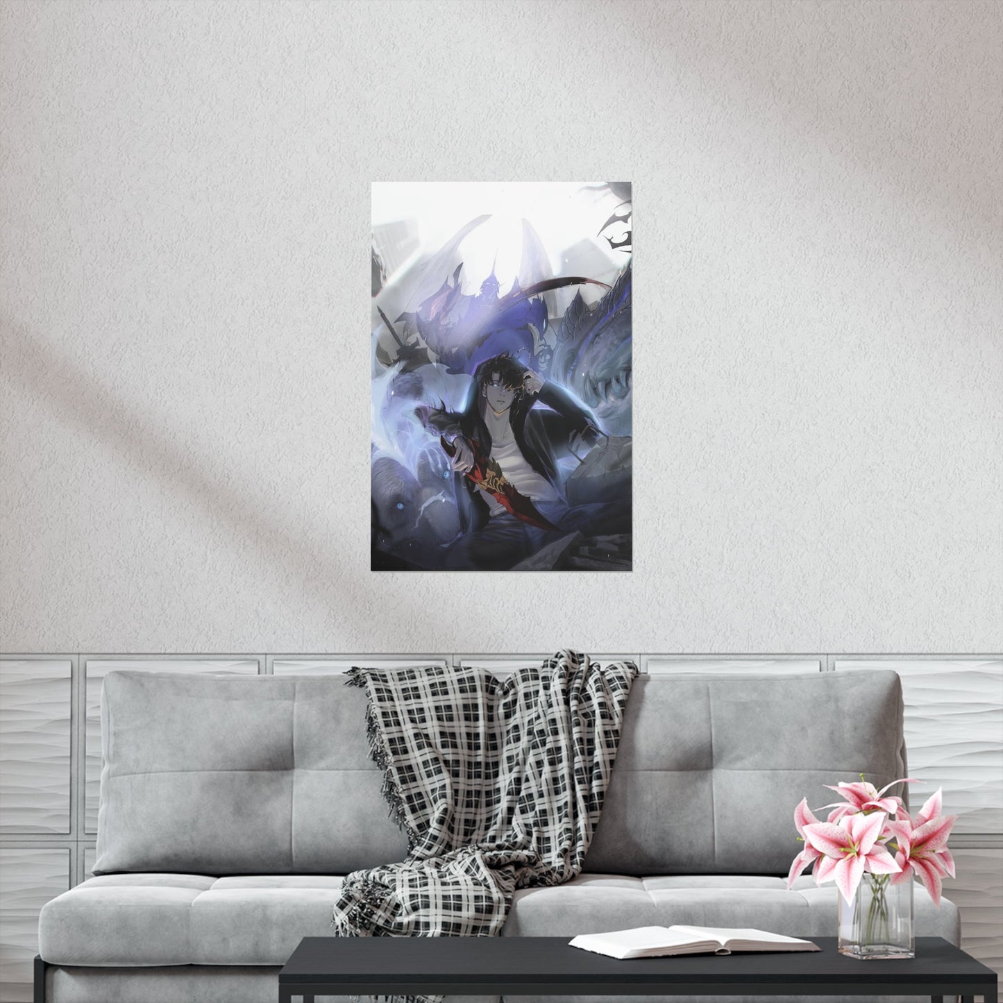 Solo Leveling Poster - Premium Matte Vertical Poster - Solo Leveling Anime Tank Kaisel Billion and Sung Jin-woo Wall Art Decor