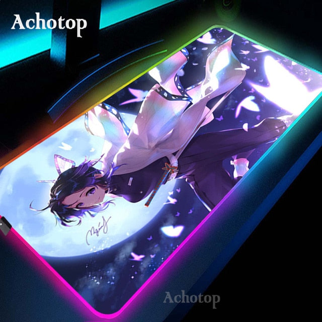 Anime Demon Slayer Mousepad Gaming Mouse Pad RGB LED omputer Desk Pad - The Mouse Pads Ninja 25 / 300x900x3mm