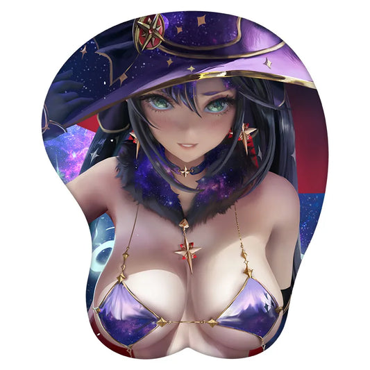 3D Mouse Pad Mona Megistus Genshin Impact  Anime Wrist Rest Silicone Sexy Creative Gaming Mousepad Mat