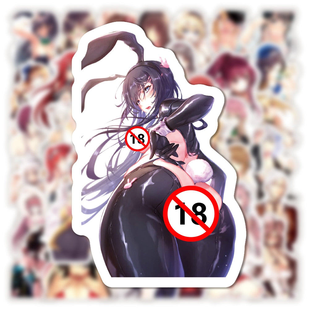 50pcs Hentai Anime Sexy Girls Stickers Waifu Adults Decals DIY Tablet Scrapbooking Luggage Phone PVC Graffiti Sticker Pack